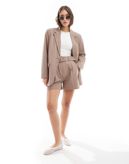 ASOS DESIGN tailored blazer with linen in clay part of a set