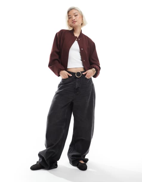 ASOS DESIGN tailored bomber jacket in burgundy - view 1
