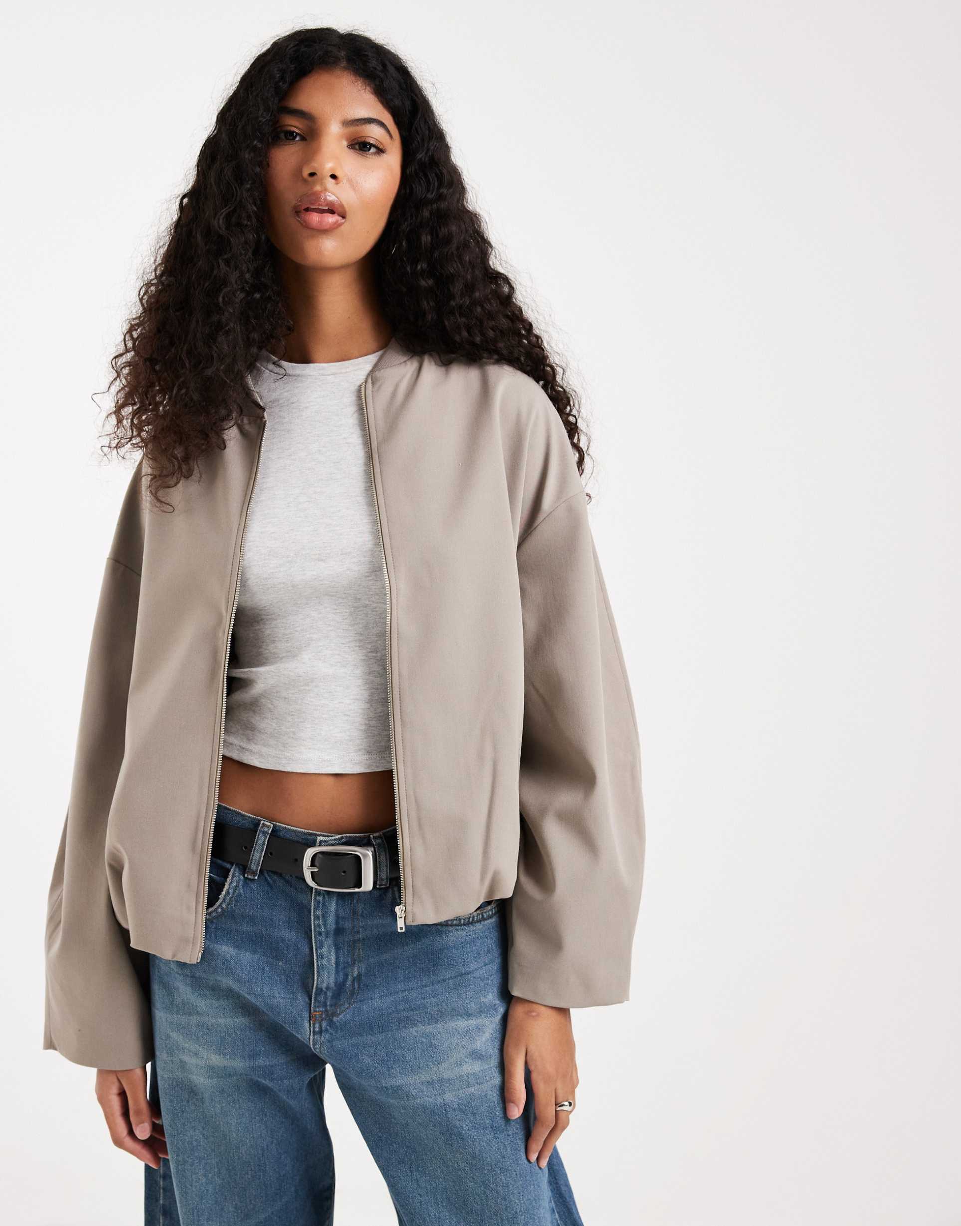 asos design tailored bomber jacket in camel