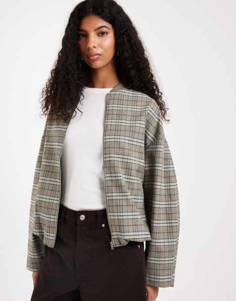 ASOS DESIGN tailored bomber jacket in check