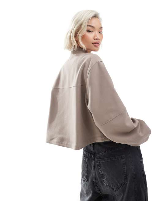 ASOS DESIGN tailored bomber jacket in mushroom, 3 of 4