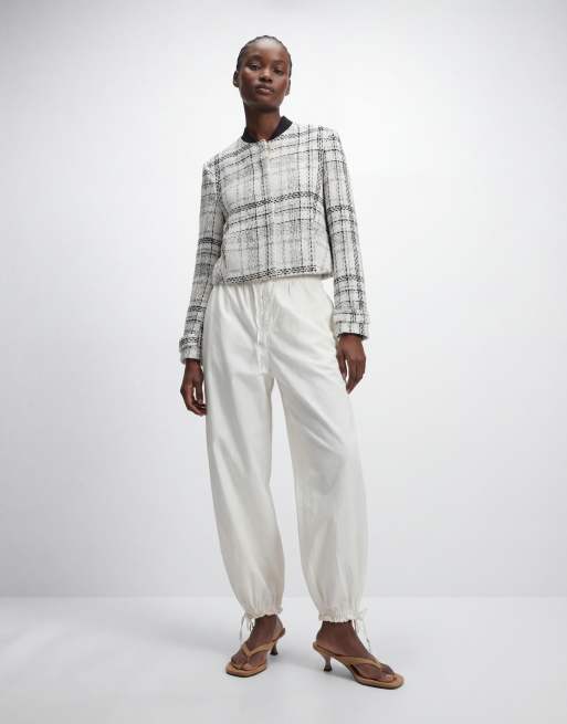ASOS DESIGN tailored bomber jacket in plaid boucle, 8 of 11