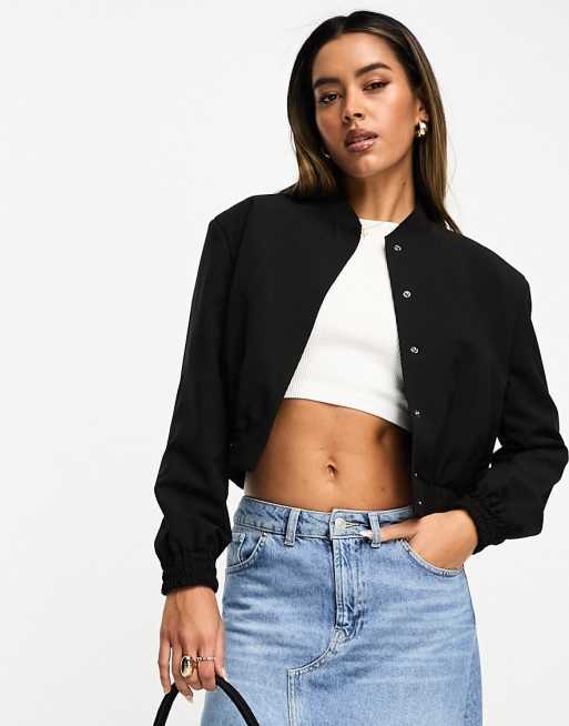 Asos black bomber best sale