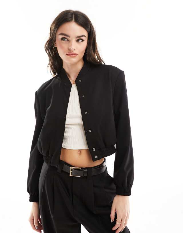 ASOS DESIGN - tailored bomber jacket with strong shoulder in black