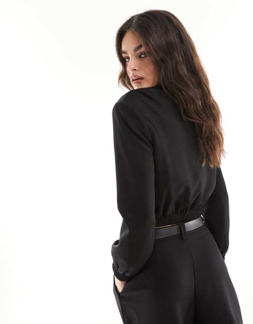 ASOS DESIGN tailored bomber jacket with strong shoulder in