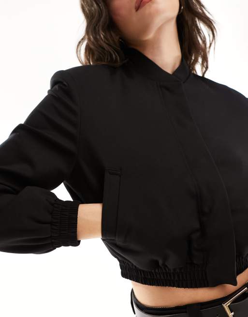 ジャケット・アウター detachable bomber tailored jacket ASOS DESIGN tailored bomber jacket with strong shoulder in