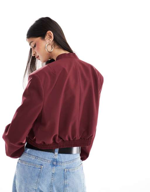 Asos burgundy bomber jacket best sale