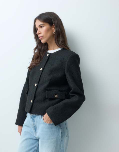 ASOS DESIGN Tailored boucle jacket in black - view 1