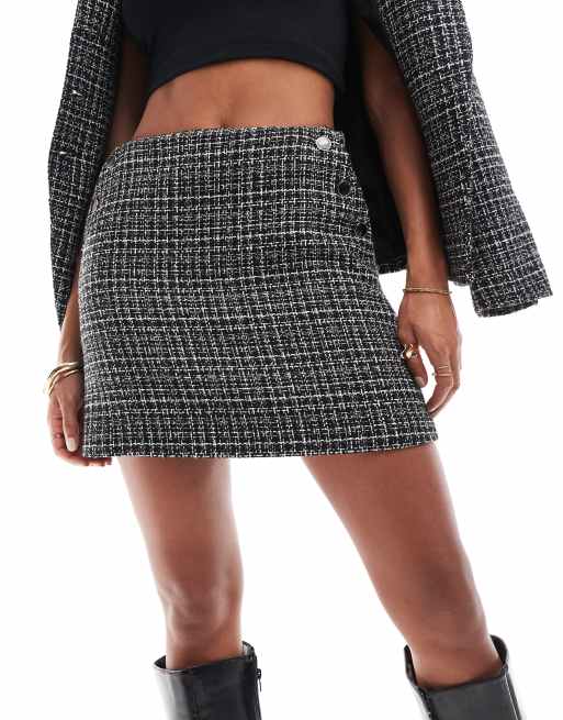ASOS DESIGN tailored boucle mini skirt co-ord in mono ASOS