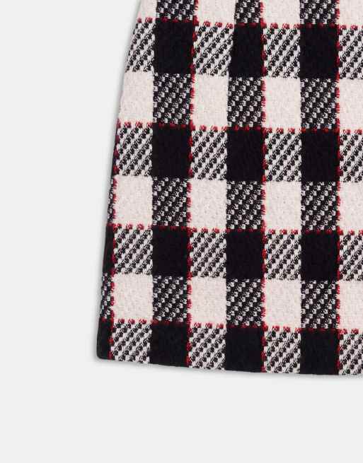 ASOS DESIGN Tailored boucle mini skirt in red check, 8 of 9