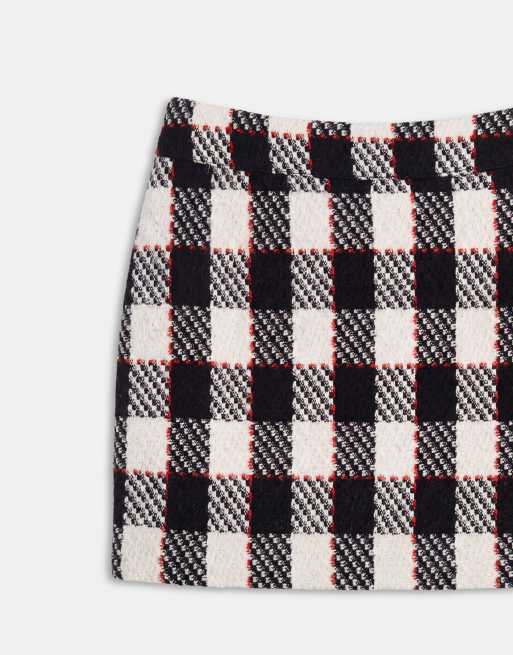 ASOS DESIGN Tailored boucle mini skirt in red check, 9 of 9