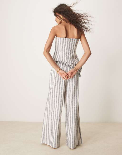 ASOS DESIGN tailored boucle pants in blue stripe - part of a set