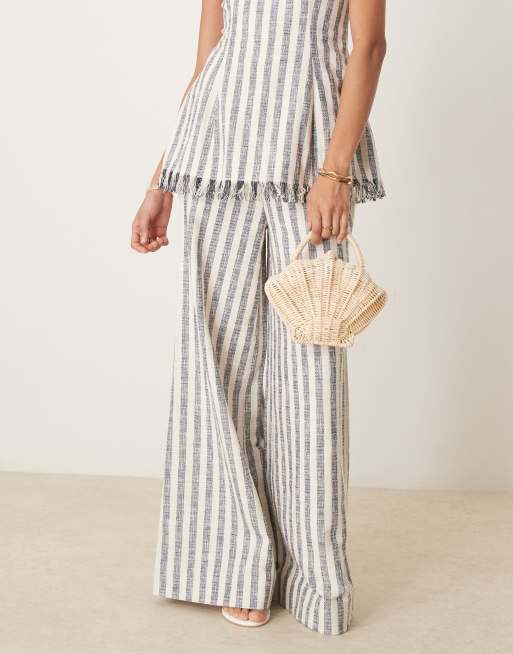 ASOS DESIGN tailored boucle pants in blue stripe - part of a set