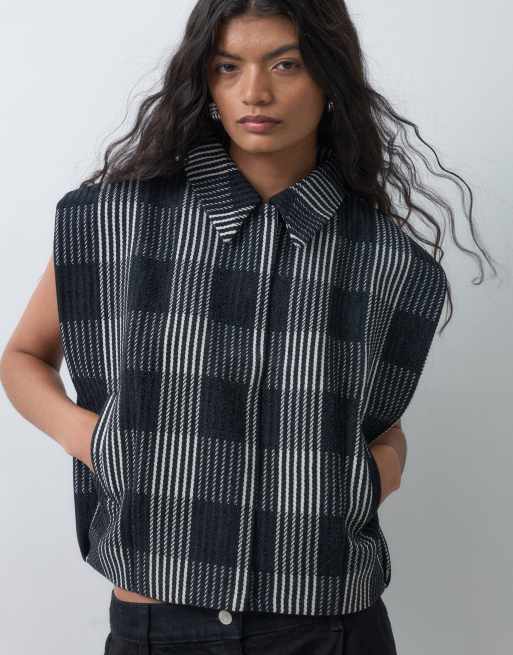 ASOS DESIGN Tailored Bouclé-Top im monochromen Karomuster, 4 von 5