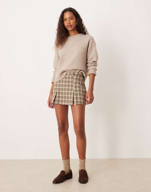 ASOS DESIGN tailored box pleat mini skort in check, 2 of 5