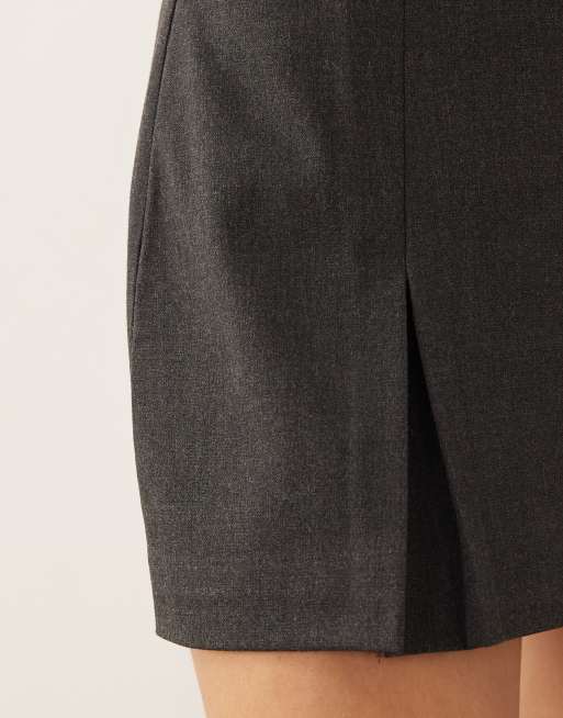 ASOS DESIGN tailored box pleated mini skort in gray, 4 of 5