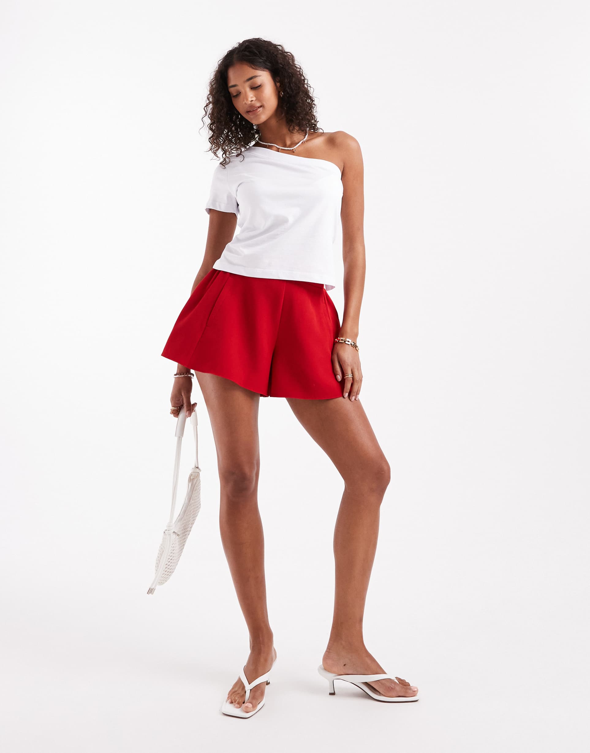 asos design tailored boxer shorts in cherry red