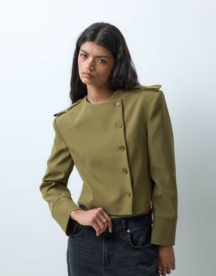 Asos Design Tailored Boxy Button Down Jacket-green