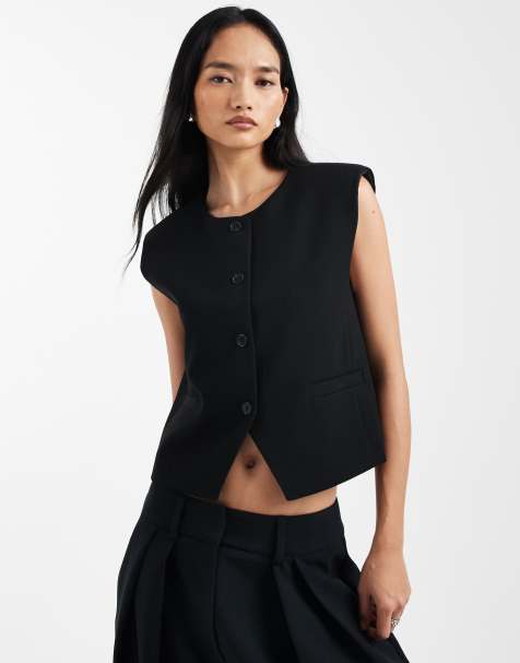 ASOS DESIGN tailored boxy vest in black - view 1