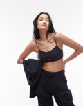 [ASOS DESIGN] ASOS DESIGN tailored bralette in navy pinstripe-Multi 14 Navy pinstripe