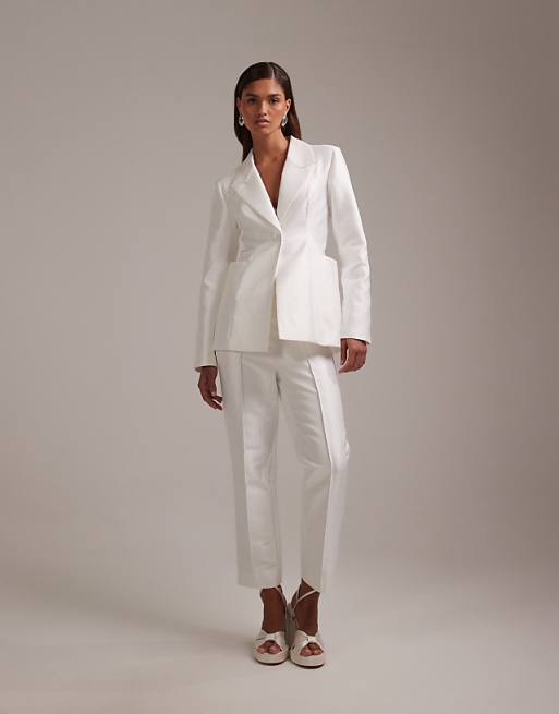 cigarette dress pants Silk Faille Navy / 6 The waistband features elegant button detailing that adds just the perfect amount of flair for everyday wear Lucy Cigarette Pant - Navy