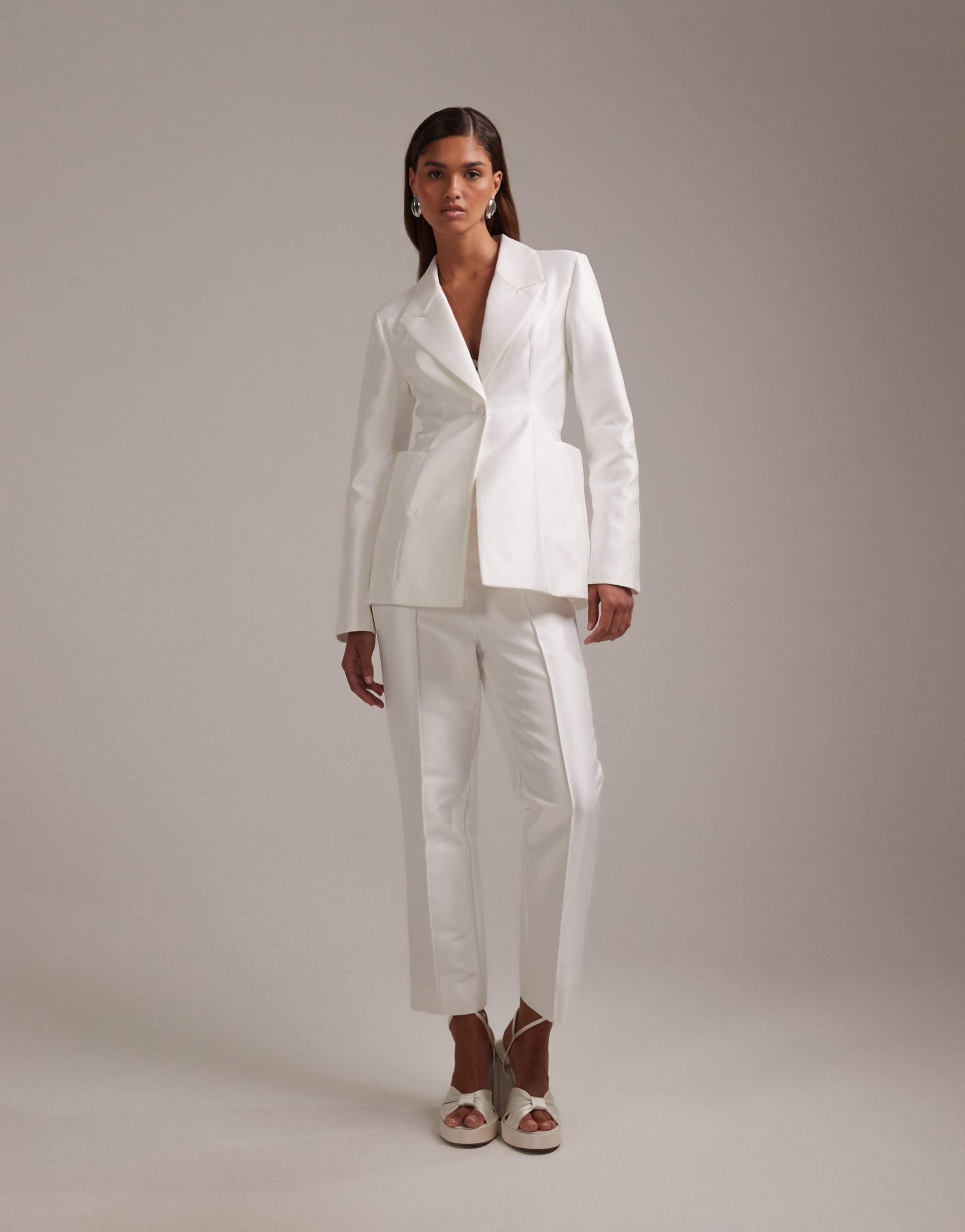 asos design tailored bridal cigarette pants in ivory