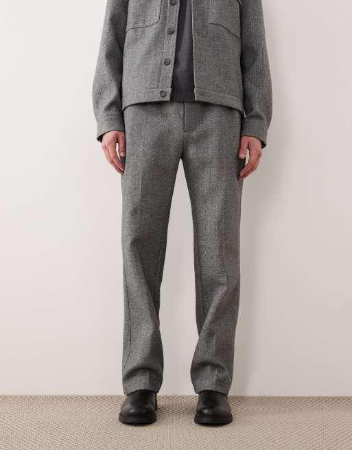 ASOS DESIGN tailored brushed twill straight pants in charcoal (part of a set), 2 of 5