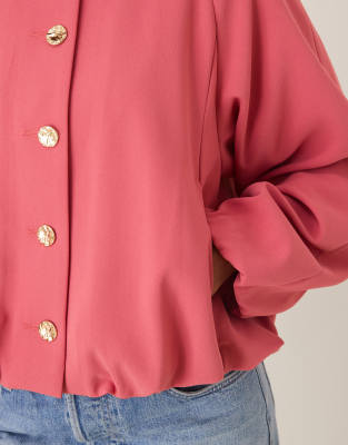Asos Design Tailored Bubble Hem Jacket With Gold Button Detail