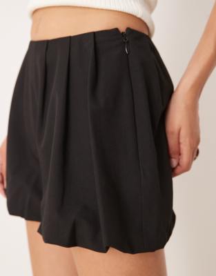 Asos Design Tailored Bubble Hem Micro Shorts In Black