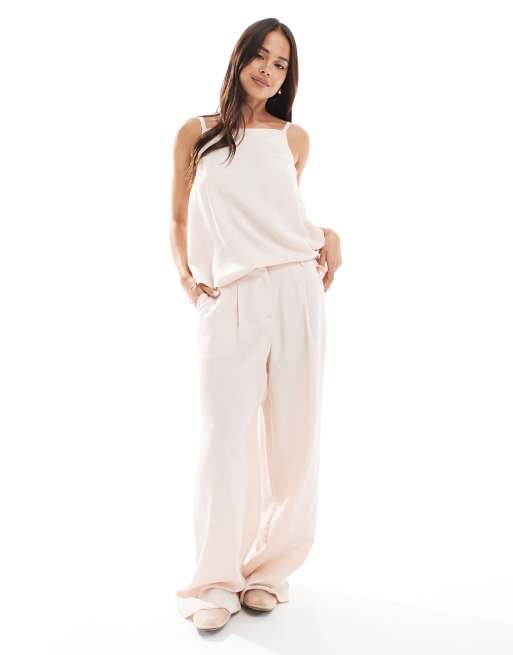 ASOS DESIGN tailored cami top with cowl back detail in pink - part of a set, 3 of 4