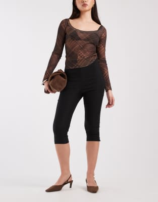 Asos Design Capri Pants With Side Split In Black