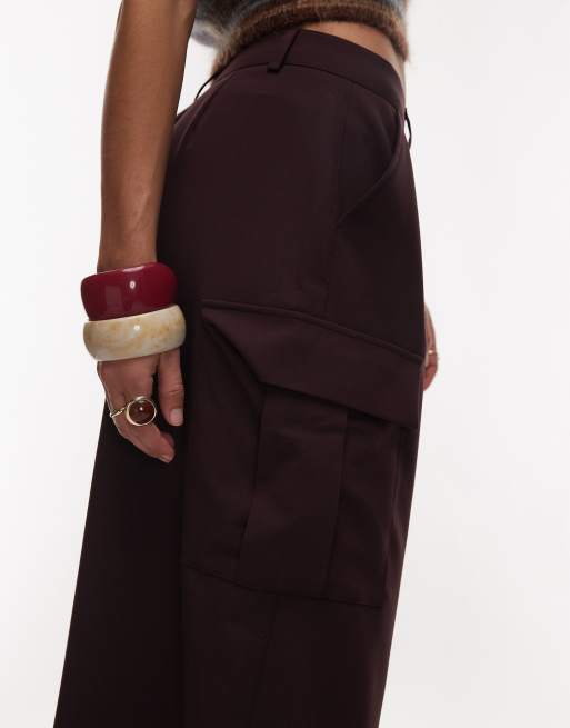 ASOS DESIGN tailored cargo 3/4 length trouser in plum, 2 of 5