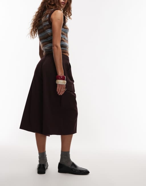 ASOS DESIGN tailored cargo 3/4 length trouser in plum, 5 of 5