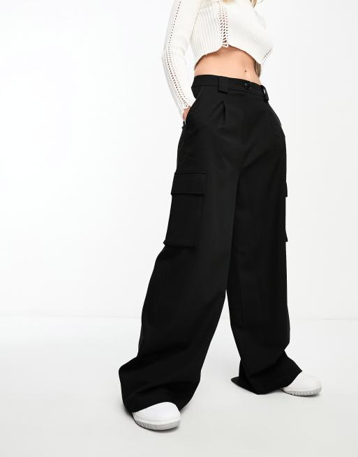 ASOS DESIGN tailored cargo pants in black | ASOS