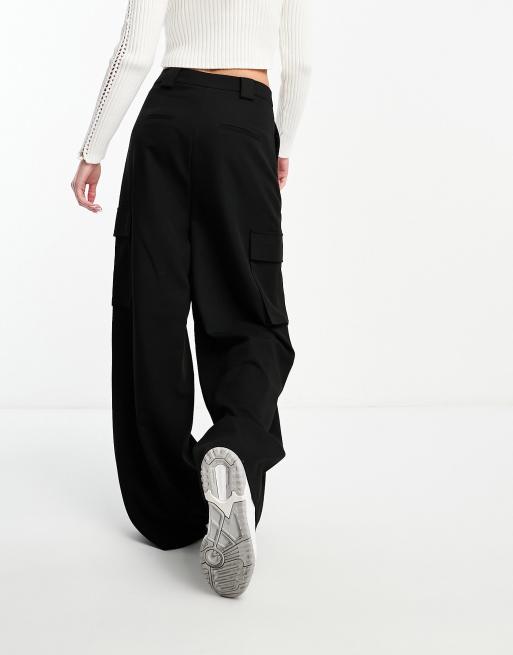 COLLUSION baggy tailored pants in black