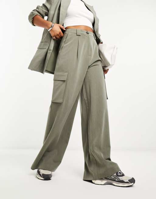 ASOS DESIGN tailored cargo pants in khaki