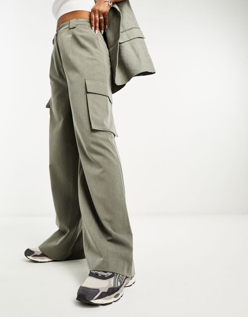 ASOS DESIGN tailored cargo pants in khaki