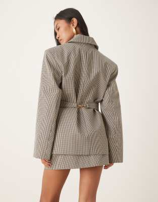 Asos Design Tailored Check Blazer Suit With Hardware Trims In Pattern