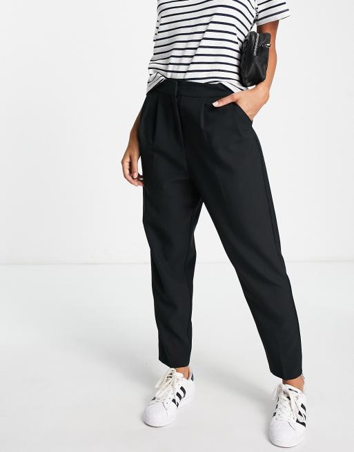 ASOS DESIGN Hourglass linen cigarette pants in black