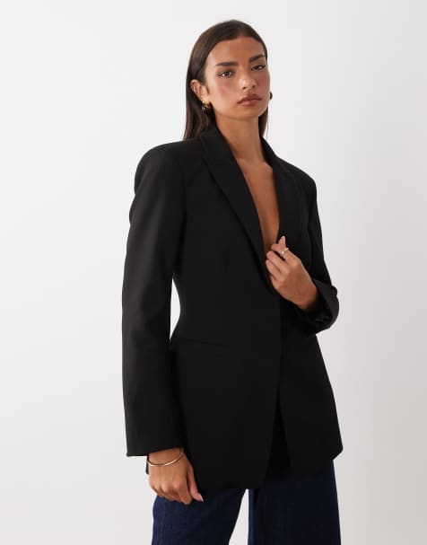ASOS DESIGN tailored cinch waist blazer in black - view 1