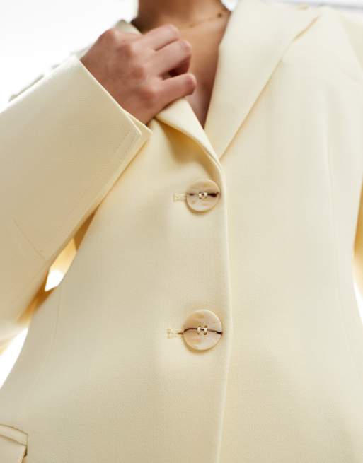 【最終セール】 WAIST SHAPE ASSORT BUTTON COAT ASOS DESIGN tailored cinch waist blazer in buttermilk | ASOS