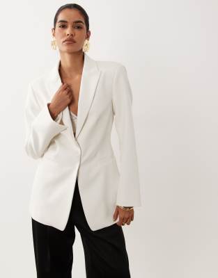 Asos Design Tailored Cinch Waist Blazer In White