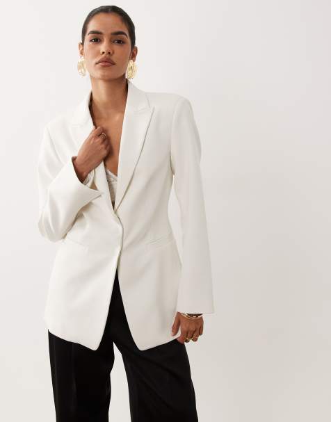 ASOS DESIGN Tailored cinch waist blazer in cream - view 1
