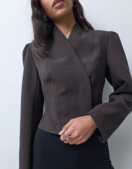 ASOS DESIGN tailored cinch waist wrap blazer, 3 of 4