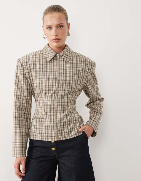 ASOS DESIGN tailored cinch waist zip through jacket in - view 1