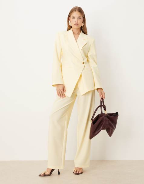 ASOS DESIGN tailored cinched waist blazer suit in buttermilk - view 1