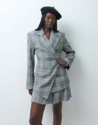 Asos Design Tailored Cinched Waist Blazer Suit In Gray