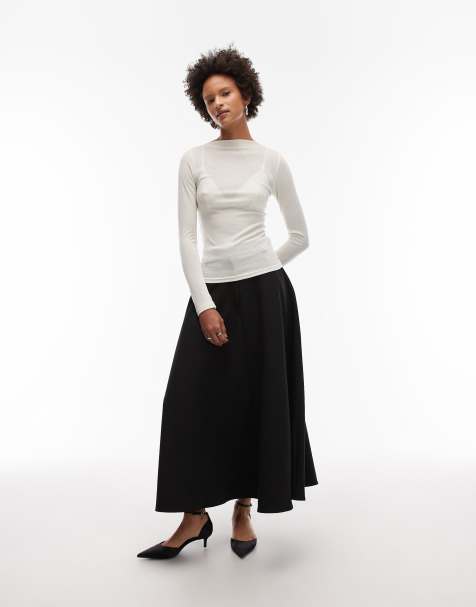 ASOS DESIGN tailored circle maxi skirt in black