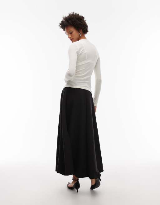 ASOS DESIGN tailored circle maxi skirt in black