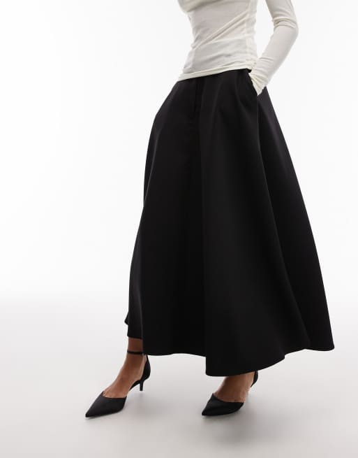 ASOS DESIGN tailored circle maxi skirt in black